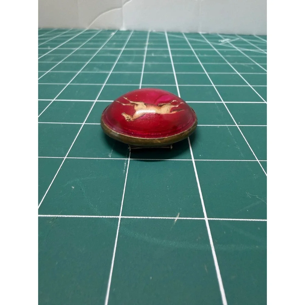 Vintage Equestrian Horse‎ Reverse Image Intaglio Red Scarf Clip Dress Clip
